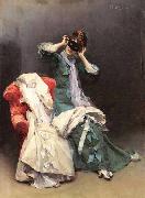 Raimundo de Madrazo y  Garreta Preparing for the Costume Ball oil painting on canvas